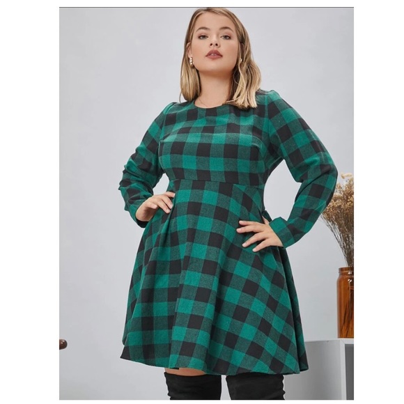 ‘Buffalo Plaid A-Line Mini Dress’👗 - Picture 3 of 3